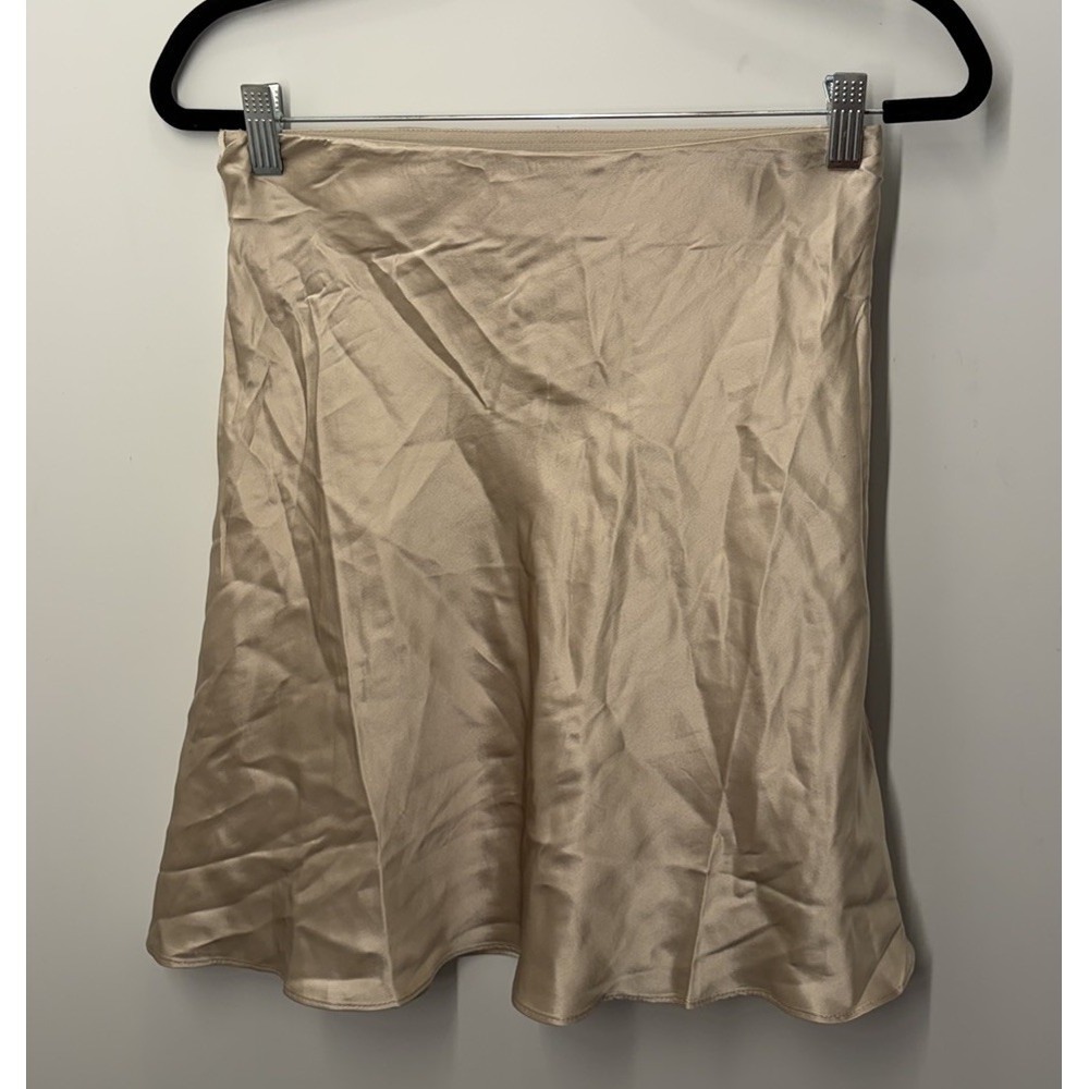 Quince Women's 100% Silk Mini Skirt Size Small 100% Washable Champagne - Picture 2 of 12